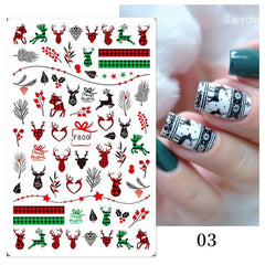 3D Christmas Nail Art Decoration Stickers Halloween Pumpkin Skull Geometry Snowflake Winter Design Slider Nail Foils Manicures