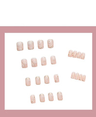 24pcs beautiful false nails Floral Print Nail Patch Glue Type Removable Mid Length Paragraph Fashion Manicure False Nail Patch