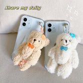 3D Plush toys couple phone case for iphone 12 mini pro max 11 xsmax x xr 7 8 plus cute cartoon bracelet cover silicone capa