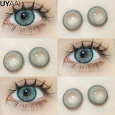 YICKYUE - Color Contact Lenses for Eyes Korean 1 Pair Fashion Lenses Brown Colorcon Colored Lenses with Diopters Degree Blue Lenses