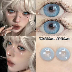 YICKYUE - 1Pair Blue Color Contact Lenses with Diopters Degree Natural Fashion Beauty Pupils Lady Colored Cosmetics Free Shipping
