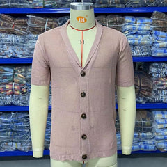 Hearujoy 2025 summer Men's Knitted Shirt Cool Silk Fabric Short Sleeve Buttons Thin Loose Shirts For Men Vintage Mens Clothing Tops