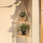 Macrame Wall Shelf Bohemian Home Decor Triangle Shelves Wall Decor Plant Hanger Candle Holder For Living Room Bedroom Decoration