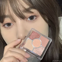 Yickyue 5-color Eye Shadow Palette Purple Chocolate Color Eye Makeup Glitter Pearly Eyeshadow Palette Korean Charming Eye Makeup Palette