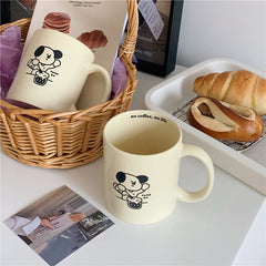 Kawaii Korean Puppy Mugs Coffee Cups Ins Ceramic Creative Cups Milk Tea Water Beer Breakfast Travel Mugs Drinkware Birthday Gift