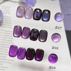 YICKYUE - 1/9PCS 2025 Gel Polish - Grape Purple Cat Eye & Ice-Clear Shine for Summer Mermaid Glow Nail Supplies