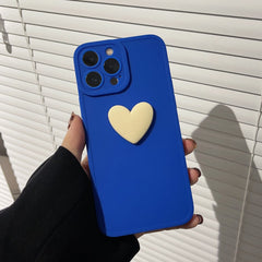 3d heart love blue silicone soft back cover for iphone x xr 7 8 plus xsmax 11 12 13 pro max mini cute phone case conque