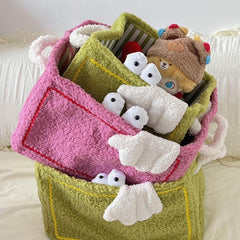 YICKYUE - 1Pc Creative Cute Cartoon Funny Little Monster Shape Storage Basket Home Portable Foldable Toys Snack Sundries Storage Basket