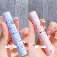 Yickyue Cute Lip Balm Strawberry Peach Lipstick Base Not Greasy Lip Oil Moisturizing Clear Lipgloss Alcohol Free Hydrating Lip Care 1pc