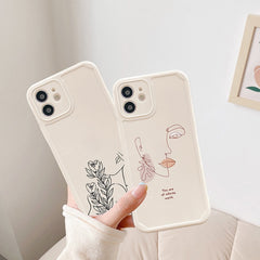 Abstract Line Face Phone Case For iPhone 11 12 13 Pro Max X 7 8 Plus XR XS Max Soft Silicone Back Cover Funda