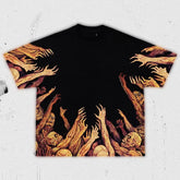 Hearujoy Korean Vintage Gothic Fashion Oversized Men's T-shirt Hip Hop Tops Aesthetic Graphic Print Y2k Clothing Streetwear Tees