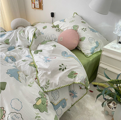 Cute Flower Bedding Set Cotton For Girl Twin Full Queen Size Couple Fitted Bed Sheet Pillowcase Bedroom Duvet Cover