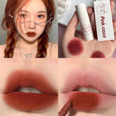 YICKYUE - Pink Coco Soft Mist Lip Glaze Non-fade Color Non-stick Cup Matte Lipstick Nude Red Brown Lips Tint Mud Makeup Lip Glaze Cosmetic