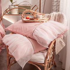 IG Fashion A pair of pillow cases Princess lace Castle girl style pillow case pure cotton decorative pillow bedroom