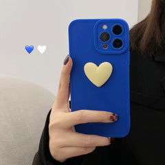 3d heart love blue silicone soft back cover for iphone x xr 7 8 plus xsmax 11 12 13 pro max mini cute phone case conque