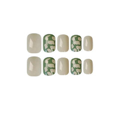 Yickyue 24presson Nail Pure and Fresh and Green with The Decorative Pattern Nail Art Products Simple and Lovely Short Press on Nails