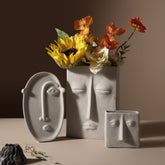 Nordic Style Modern Creative Ceramic Human Face Expression Flower Plants Pot Vase Planter Home Office Desktop Table Decor Gift