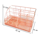 Yickyue New Rose Gold Desk Drawer Storage Box Storage Magazine Rack with Pen Holder Handmade Metal File Office Organizer Paper Tray