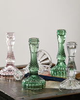 French Vintage Glass Candle Holder