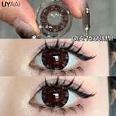 YICKYUE 0~6.00 Myopia 15MM Black Lenses Colored Contact Lenses with Graduation Brown Color Lenses Eye Color Lens Gray Lenses