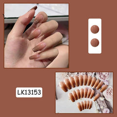 Autumn Nails press on Patch Long Pointed Head Ballet Nails Gradient Brown Finished Nail Piece 24pcs Glue Type Best Gifts Ty