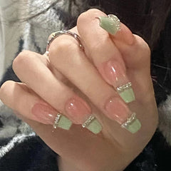 24PCS Press On Nails Charms Deco Rhinestones Design Artificial Nails Full Coverage Nails Art Free Shipping Items