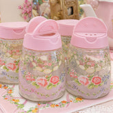 Yickyue Pink Retro Seasoning Bottle Bow Lace Glass Home Kitchen Storage Organization Spice Pepper Salt Bottle Table Decor Pepper Jars