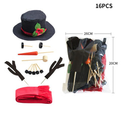 15/16pcs Set Simulation Christmas Snowman Dress Up Set Accessories Funny Make Snowmen Family Tool Kit Decorative Suit