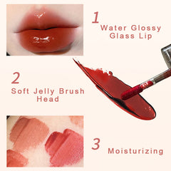YICKYUE - Ice Night Mirror Lip Gloss Water Light Moisturizing Lip Glaze Lasting Transparent Jelly Lip Tint Korean Makeup Women Cosmetics