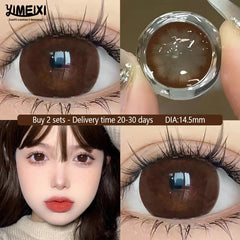 YICKYUE - 2pcs Korean Lenses Color Contact Lenses For Eyes Myopia Lenses Natural Pupils Brown Lenses Student Anime Free Shipping