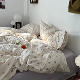 Yickyue ins retro style small floral cotton four-piece set cotton washed cotton four-piece set bed sheet quilt cover bed four-piece set