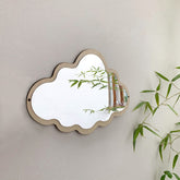 Yickyue Cutelife Nordic Cloud Wood Make-Up Decorative Mirror Glass Living Room Vintage Wall Mirror Room Desktop Stickers Hanging Mirror