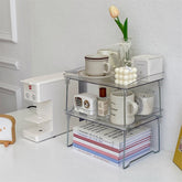 Nordic Acrylic Transparent Foldable Storage Shelf Foldable Jewelry Cosmetics Bathroom Shelf Stackable Home Cup Organizer Shelf