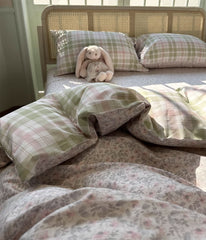 YICKYUE - Romantic pastoral flower beding set,twin full queen king green pink floral cotton home textile bed sheet pillow case quilt cover