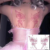 YICKYUE - Hot Girl Wings Tattoo Sticker Temporary Waterproof Sexy Pink Flame Fashion Back Body Art Fake Tattoo Woman Tatuajes Temporales