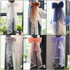 Yickyue Simple Modern Sheer Gauze Bowknot Curtain Buckle Straps Curtain Holders Tieback Clip Home Bedroom Curtain Accessories Decor