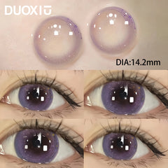 YICKYUE - 2pcs Purple Contact Lenses With Diopter Myopia Diameter 14.2mm to 14.5mm Pink Beauty Pupil High Quality Lens Free Shippin
