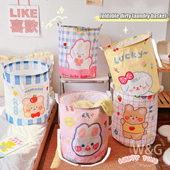 Cute Laundry Basket Large-capacity Dirty Clothes Basket Foldable Waterproof Storage Bucket Clothing Children's Toys Storage Bag