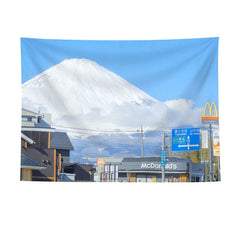 Ins Wall Hanging Cloth Scenery Tapestry Bedhead Wall Tapestries Cartoon Window Short Curtain Street Landscape Printed Tapestry
