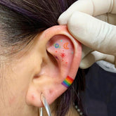 Waterproof Temporary Tattoo Sticker Starry Sky Moon Lightning Rainbow Color Line Tattoo Flash Tattoo Female