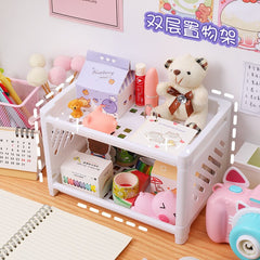 W&G Ins Double-layer Folding Storage Rack Storage for Cosmetics Jewelry Simple Household Desktop Organizer Bathroom Rack