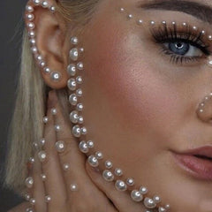 Yickyue 3D Syllable Face Tattoo Sticker Eyebrow Eye Shadow Sticker Diamond Self-adhesive Rice White Pearl Rhinestone DIY Decoration