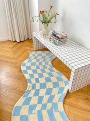 Yickyue S Shape Plaid Fluffy Plush Rugs Living Room Irregular Carpet Bedroom Area Rug Sofa Coffee Table Floor Mat Entryway Doormat