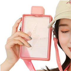 New Square Plastic Water Bottle With Straw Summer Flat Sport BPA Free Brief Portable Travel Bicycle Juice Milk Drinking Bottles