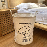 Yickyue Ins Cartoon Cute Bear Laundry Basket Organizer Cotton Linen Waterproof Home Bedroom Large Laundry Bags For Dirty Clothes Hamper