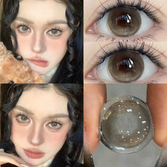 YICKYUE - 1 Pair Brown Colored Contact Lenses with Myopia 0~-8.00 Degree Natural Cosmetic Beauty Pupil Soft Circle Color Lenses