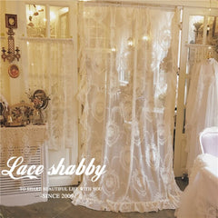 YICKYUE - French Lace Curtain for Living Room, White Floral Tulle Window Blinds for Bedroom, Kitchen Sheer Curtain, Drapes, Wedding Arch D