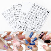 3D Nail Sticker English Letter Stickers Face Pattern Trasnfer Sliders Valentine's Day Nail Art Decoration Christmas Nail Sticker