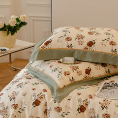 Yickyue Light Luxury French Rose Four-Piece Silk Bed Set