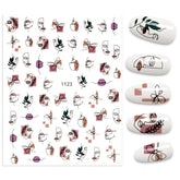 The Nails Stickers Abstract Sketch Face Nail Art Flower Leaf Manicure Design Self Adhesive Stickers For Nails